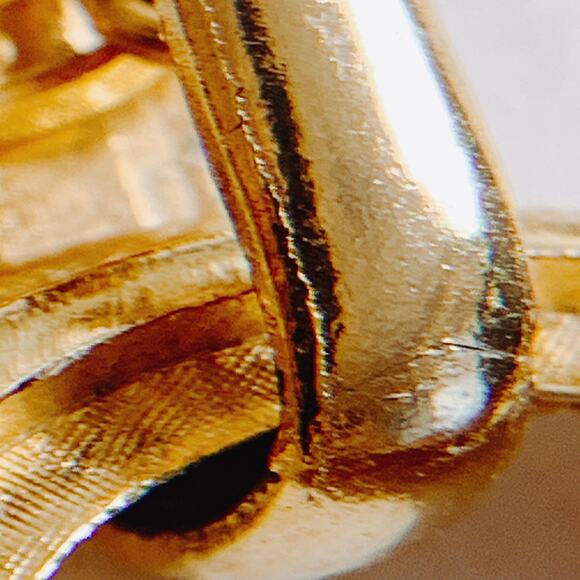 VTG 1970s Gold Tone Mod Crescent Pendant Necklace Statement Jewelry Sculptural - Picture 10 of 15